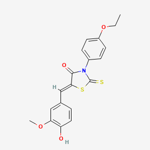 molecular formula C19H17NO4S2 B4755348 3-(4-ethoxyphenyl)-5-(4-hydroxy-3-methoxybenzylidene)-2-thioxo-1,3-thiazolidin-4-one 