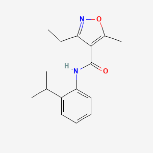 molecular formula C16H20N2O2 B4755365 3-ethyl-N-(2-isopropylphenyl)-5-methyl-4-isoxazolecarboxamide 