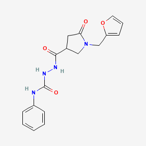 molecular formula C17H18N4O4 B4755372 2-{[1-(2-furylmethyl)-5-oxo-3-pyrrolidinyl]carbonyl}-N-phenylhydrazinecarboxamide 