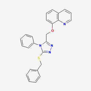 molecular formula C25H20N4OS B4755428 8-{[5-(benzylthio)-4-phenyl-4H-1,2,4-triazol-3-yl]methoxy}quinoline 