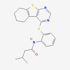 molecular formula C21H23N3OS2 B4755429 3-methyl-N-[2-(5,6,7,8-tetrahydro[1]benzothieno[2,3-d]pyrimidin-4-ylthio)phenyl]butanamide 