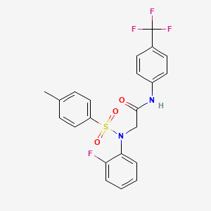 molecular formula C22H18F4N2O3S B4755436 N~2~-(2-fluorophenyl)-N~2~-[(4-methylphenyl)sulfonyl]-N~1~-[4-(trifluoromethyl)phenyl]glycinamide 
