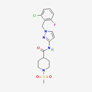 molecular formula C17H20ClFN4O3S B4755455 N-[1-(2-chloro-6-fluorobenzyl)-1H-pyrazol-3-yl]-1-(methylsulfonyl)-4-piperidinecarboxamide 