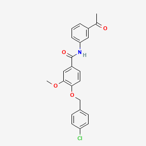 molecular formula C23H20ClNO4 B4755472 N-(3-acetylphenyl)-4-[(4-chlorobenzyl)oxy]-3-methoxybenzamide 
