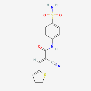 molecular formula C14H11N3O3S2 B4755497 N-[4-(aminosulfonyl)phenyl]-2-cyano-3-(2-thienyl)acrylamide 