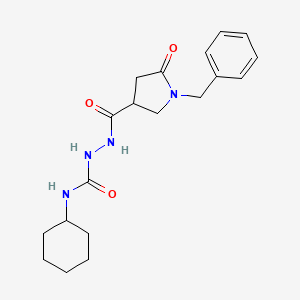molecular formula C19H26N4O3 B4755529 2-[(1-benzyl-5-oxo-3-pyrrolidinyl)carbonyl]-N-cyclohexylhydrazinecarboxamide 