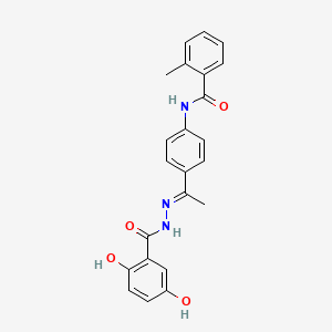 molecular formula C23H21N3O4 B4755546 N-{4-[N-(2,5-dihydroxybenzoyl)ethanehydrazonoyl]phenyl}-2-methylbenzamide 