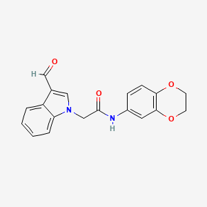 molecular formula C19H16N2O4 B4755564 N-(2,3-dihydro-1,4-benzodioxin-6-yl)-2-(3-formyl-1H-indol-1-yl)acetamide 