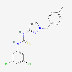 molecular formula C18H16Cl2N4S B4755582 N-(3,5-dichlorophenyl)-N'-[1-(4-methylbenzyl)-1H-pyrazol-3-yl]thiourea 
