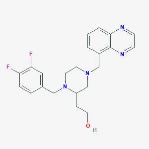 molecular formula C22H24F2N4O B4755591 2-[1-(3,4-difluorobenzyl)-4-(5-quinoxalinylmethyl)-2-piperazinyl]ethanol 