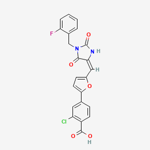 molecular formula C22H14ClFN2O5 B4755634 2-chloro-4-(5-{[1-(2-fluorobenzyl)-2,5-dioxo-4-imidazolidinylidene]methyl}-2-furyl)benzoic acid 