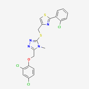 molecular formula C20H15Cl3N4OS2 B4755647 3-({[2-(2-chlorophenyl)-1,3-thiazol-4-yl]methyl}thio)-5-[(2,4-dichlorophenoxy)methyl]-4-methyl-4H-1,2,4-triazole 