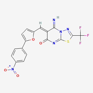 molecular formula C17H8F3N5O4S B4755654 5-imino-6-{[5-(4-nitrophenyl)-2-furyl]methylene}-2-(trifluoromethyl)-5,6-dihydro-7H-[1,3,4]thiadiazolo[3,2-a]pyrimidin-7-one 