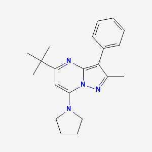 molecular formula C21H26N4 B4755677 5-tert-butyl-2-methyl-3-phenyl-7-(1-pyrrolidinyl)pyrazolo[1,5-a]pyrimidine 
