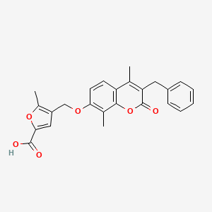 molecular formula C25H22O6 B4755700 4-{[(3-benzyl-4,8-dimethyl-2-oxo-2H-chromen-7-yl)oxy]methyl}-5-methyl-2-furoic acid 