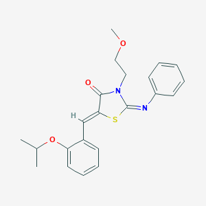 molecular formula C22H24N2O3S B475572 (2Z,5Z)-3-(2-methoxyethyl)-2-(phenylimino)-5-[2-(propan-2-yloxy)benzylidene]-1,3-thiazolidin-4-one CAS No. 496767-79-4