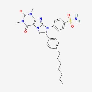 molecular formula C28H32N6O4S B4755768 4-[7-(4-heptylphenyl)-1,3-dimethyl-2,4-dioxo-1,2,3,4-tetrahydro-8H-imidazo[2,1-f]purin-8-yl]benzenesulfonamide 