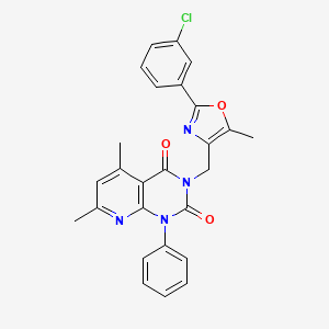 molecular formula C26H21ClN4O3 B4755772 3-{[2-(3-chlorophenyl)-5-methyl-1,3-oxazol-4-yl]methyl}-5,7-dimethyl-1-phenylpyrido[2,3-d]pyrimidine-2,4(1H,3H)-dione 