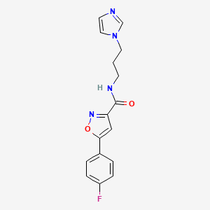 molecular formula C16H15FN4O2 B4755775 5-(4-fluorophenyl)-N-[3-(1H-imidazol-1-yl)propyl]-3-isoxazolecarboxamide 