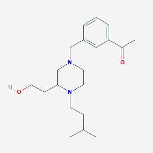 molecular formula C20H32N2O2 B4755807 1-(3-{[3-(2-hydroxyethyl)-4-(3-methylbutyl)-1-piperazinyl]methyl}phenyl)ethanone 