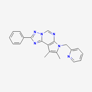 molecular formula C21H18N6 B4755824 8,9-dimethyl-2-phenyl-7-(2-pyridinylmethyl)-7H-pyrrolo[3,2-e][1,2,4]triazolo[1,5-c]pyrimidine 