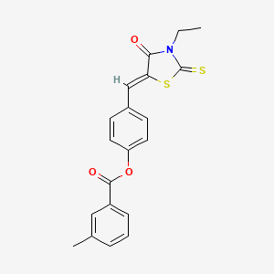 molecular formula C20H17NO3S2 B4755832 4-[(3-ethyl-4-oxo-2-thioxo-1,3-thiazolidin-5-ylidene)methyl]phenyl 3-methylbenzoate 