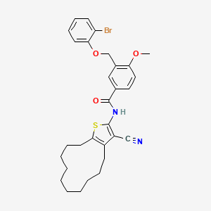 molecular formula C30H33BrN2O3S B4755868 3-[(2-bromophenoxy)methyl]-N-(3-cyano-4,5,6,7,8,9,10,11,12,13-decahydrocyclododeca[b]thien-2-yl)-4-methoxybenzamide 