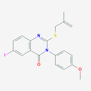 molecular formula C19H17IN2O2S B4755882 6-iodo-3-(4-methoxyphenyl)-2-[(2-methyl-2-propen-1-yl)thio]-4(3H)-quinazolinone 