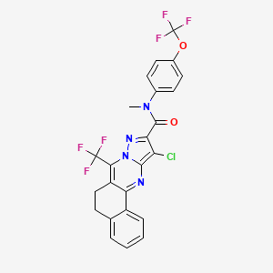 molecular formula C24H15ClF6N4O2 B4755896 11-chloro-N-methyl-N-[4-(trifluoromethoxy)phenyl]-7-(trifluoromethyl)-5,6-dihydrobenzo[h]pyrazolo[5,1-b]quinazoline-10-carboxamide 