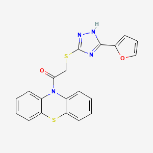 molecular formula C20H14N4O2S2 B4755934 10-({[5-(2-furyl)-4H-1,2,4-triazol-3-yl]thio}acetyl)-10H-phenothiazine 