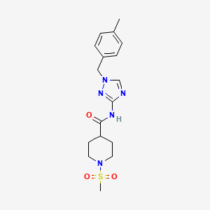 molecular formula C17H23N5O3S B4755963 N-[1-(4-methylbenzyl)-1H-1,2,4-triazol-3-yl]-1-(methylsulfonyl)-4-piperidinecarboxamide 