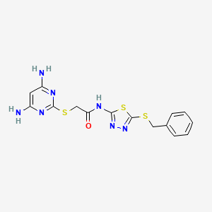 molecular formula C15H15N7OS3 B4756034 N-[5-(benzylthio)-1,3,4-thiadiazol-2-yl]-2-[(4,6-diamino-2-pyrimidinyl)thio]acetamide 