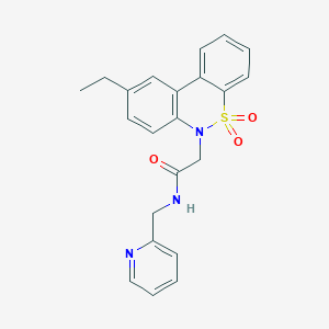 molecular formula C22H21N3O3S B4756061 2-(9-ethyl-5,5-dioxido-6H-dibenzo[c,e][1,2]thiazin-6-yl)-N-(2-pyridinylmethyl)acetamide 