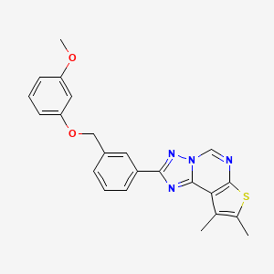 molecular formula C23H20N4O2S B4756102 2-{3-[(3-methoxyphenoxy)methyl]phenyl}-8,9-dimethylthieno[3,2-e][1,2,4]triazolo[1,5-c]pyrimidine 