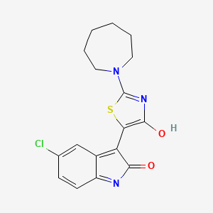 molecular formula C17H16ClN3O2S B4756119 3-[2-(1-azepanyl)-4-oxo-1,3-thiazol-5(4H)-ylidene]-5-chloro-1,3-dihydro-2H-indol-2-one 