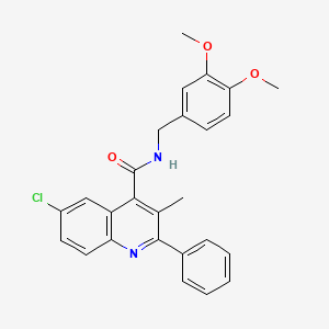 molecular formula C26H23ClN2O3 B4756178 6-chloro-N-(3,4-dimethoxybenzyl)-3-methyl-2-phenyl-4-quinolinecarboxamide 