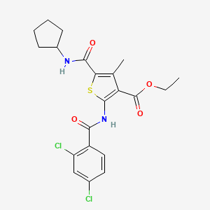 molecular formula C21H22Cl2N2O4S B4756186 ethyl 5-[(cyclopentylamino)carbonyl]-2-[(2,4-dichlorobenzoyl)amino]-4-methyl-3-thiophenecarboxylate 