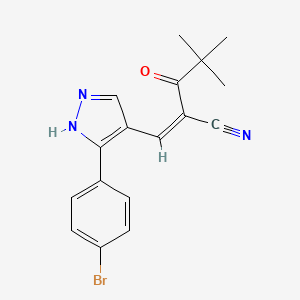 molecular formula C17H16BrN3O B4756227 3-[3-(4-bromophenyl)-1H-pyrazol-4-yl]-2-(2,2-dimethylpropanoyl)acrylonitrile 