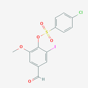 molecular formula C14H10ClIO5S B475625 4-Formyl-2-iodo-6-methoxyphenyl 4-chlorobenzenesulfonate CAS No. 432000-12-9