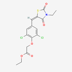 molecular formula C16H15Cl2NO5S B4756273 ethyl {2,6-dichloro-4-[(3-ethyl-2,4-dioxo-1,3-thiazolidin-5-ylidene)methyl]phenoxy}acetate 