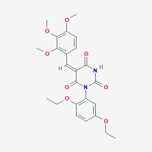molecular formula C24H26N2O8 B4756277 1-(2,5-diethoxyphenyl)-5-(2,3,4-trimethoxybenzylidene)-2,4,6(1H,3H,5H)-pyrimidinetrione 
