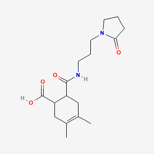 molecular formula C17H26N2O4 B4756284 3,4-dimethyl-6-({[3-(2-oxo-1-pyrrolidinyl)propyl]amino}carbonyl)-3-cyclohexene-1-carboxylic acid 