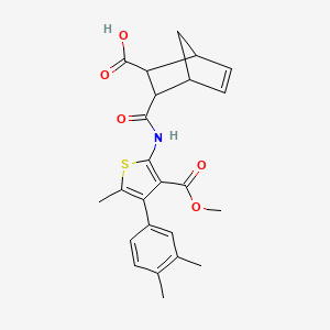 molecular formula C24H25NO5S B4756290 3-({[4-(3,4-dimethylphenyl)-3-(methoxycarbonyl)-5-methyl-2-thienyl]amino}carbonyl)bicyclo[2.2.1]hept-5-ene-2-carboxylic acid 