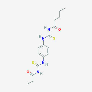 molecular formula C16H22N4O2S2 B4756337 N-{[(4-{[(propionylamino)carbonothioyl]amino}phenyl)amino]carbonothioyl}pentanamide 