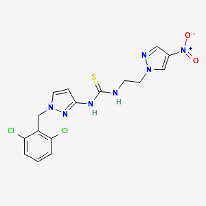 molecular formula C16H15Cl2N7O2S B4756367 N-[1-(2,6-dichlorobenzyl)-1H-pyrazol-3-yl]-N'-[2-(4-nitro-1H-pyrazol-1-yl)ethyl]thiourea 