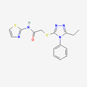 molecular formula C15H15N5OS2 B4756387 2-[(5-ethyl-4-phenyl-4H-1,2,4-triazol-3-yl)thio]-N-1,3-thiazol-2-ylacetamide 