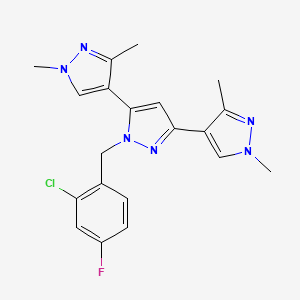 molecular formula C20H20ClFN6 B4756449 1'-(2-chloro-4-fluorobenzyl)-1,1'',3,3''-tetramethyl-1H,1'H,1''H-4,3':5',4''-terpyrazole 
