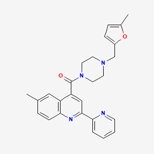 molecular formula C26H26N4O2 B4756501 6-methyl-4-({4-[(5-methyl-2-furyl)methyl]-1-piperazinyl}carbonyl)-2-(2-pyridinyl)quinoline 