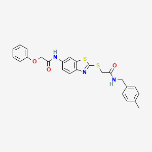 molecular formula C25H23N3O3S2 B4756510 N-[2-({2-[(4-methylbenzyl)amino]-2-oxoethyl}thio)-1,3-benzothiazol-6-yl]-2-phenoxyacetamide 