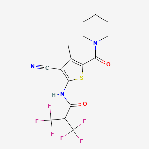 molecular formula C16H15F6N3O2S B4756518 N-[3-cyano-4-methyl-5-(piperidin-1-ylcarbonyl)-2-thienyl]-3,3,3-trifluoro-2-(trifluoromethyl)propanamide 